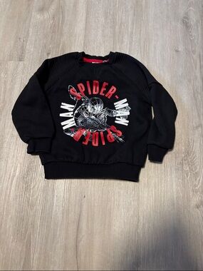 Disney Black Spider-Man Graphic Sweatshirt with Red & White Print